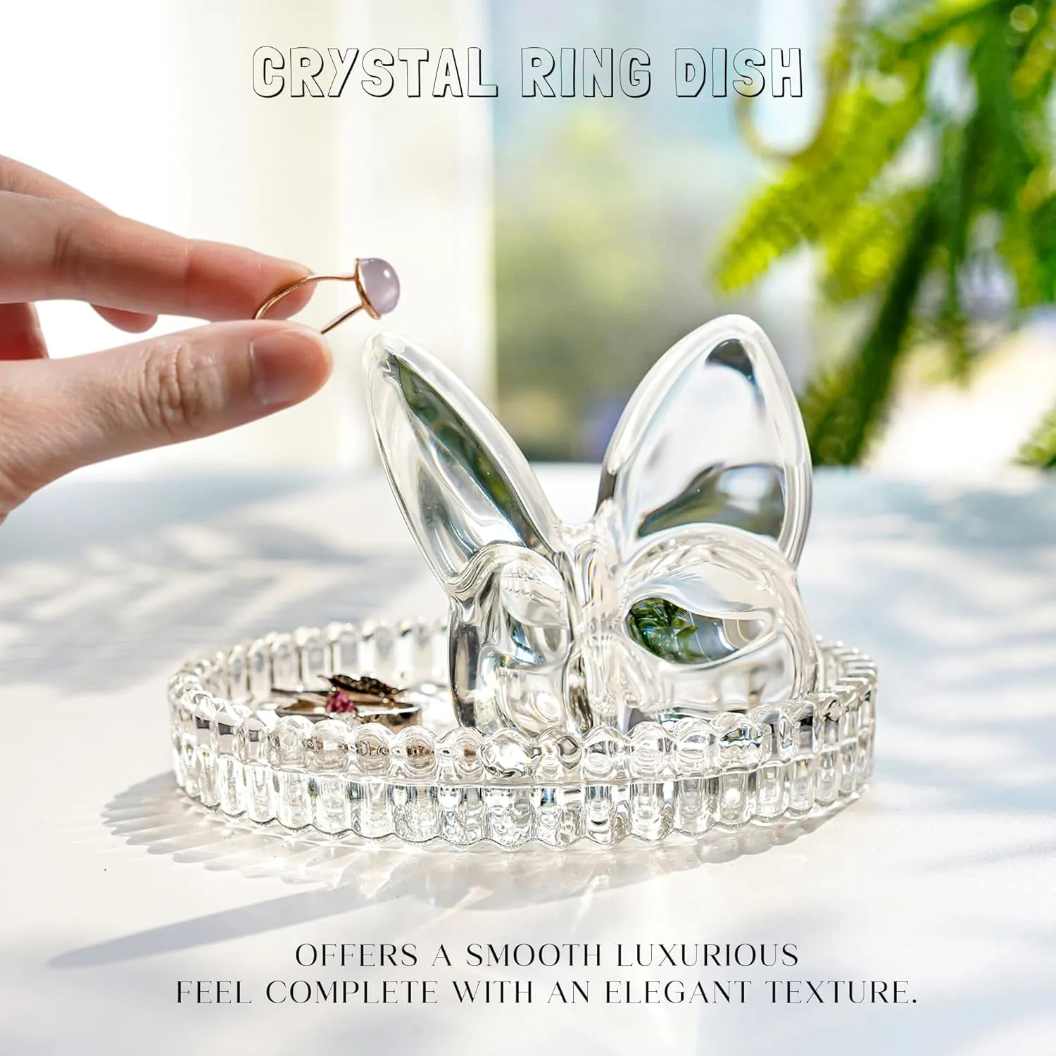 H&D HYALINE & DORA 4 Inch Butterfly Ring Holder Dish Butterfly Gifts for Women Glass Ring Tray Wedding Ring Holder Engagement Gifts