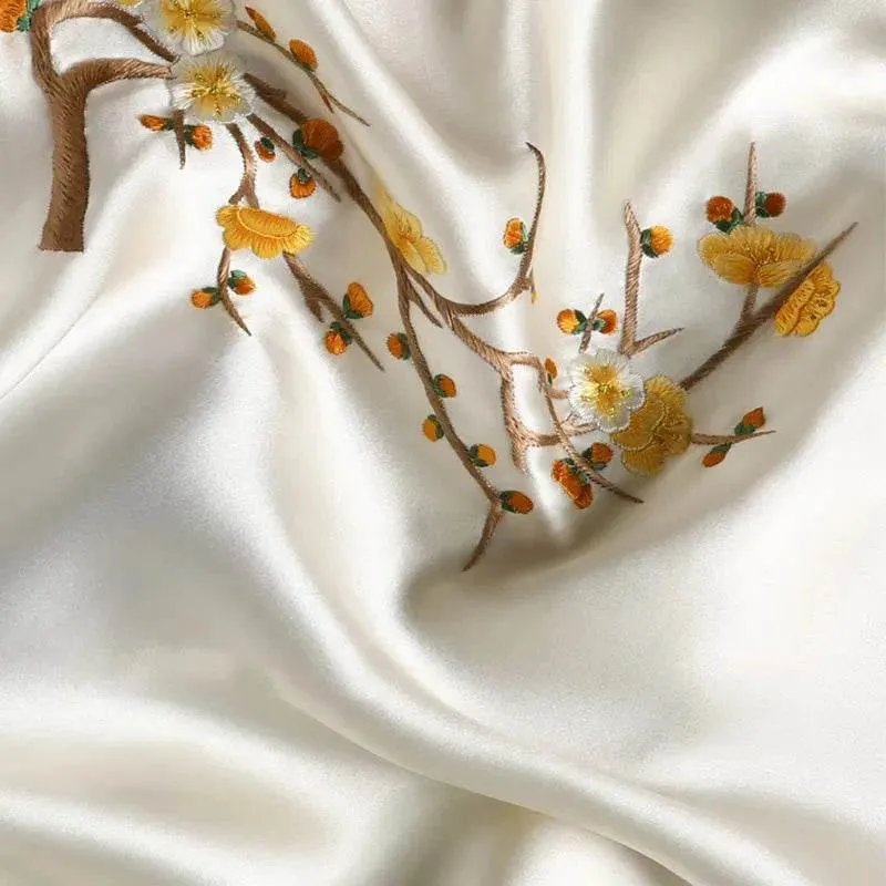 Handcrafted Su Embroidery 16 Momme Silk Scarf Shawl 190x65cm