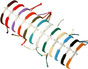 Handmade Colorful Braided Cross Friendship Rope Bracelets Set Bohemian Adjustable Christian Cross Stackable Strand Bracelet for Women Men Couple Unisex Summer Beach Surf Jewelry Gifts