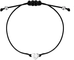 Handmade Initial Heart String Bracelets for Women Men Red Black Wax Rope Bracelet Friendship Minimalist Matching Couples Jewelry