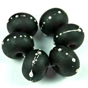Handmade Lampwork Glass Beads, Dark Amethyst Purple Silver Etched 044efs