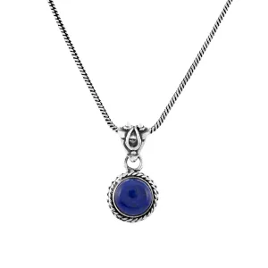 Handmade Lapis Lazuli Gemstone Pendant Necklace in 925 Sterling Silver - Bohemian Healing Stone Jewelry for Spiritual Energy - Perfect Gift for Her, Wife, or Mother