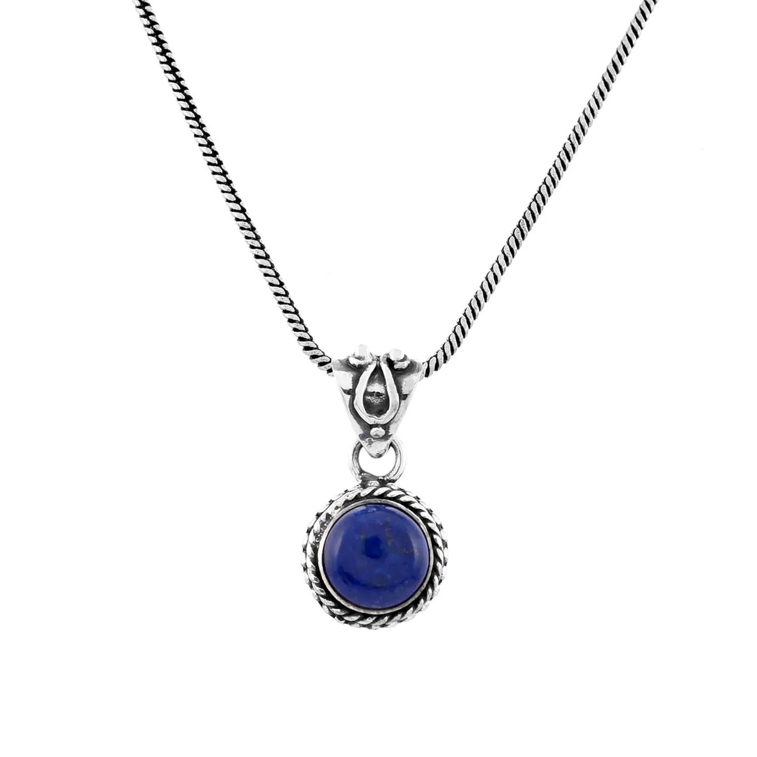 Handmade Lapis Lazuli Gemstone Pendant Necklace in 925 Sterling Silver - Bohemian Healing Stone Jewelry for Spiritual Energy - Perfect Gift for Her, Wife, or Mother