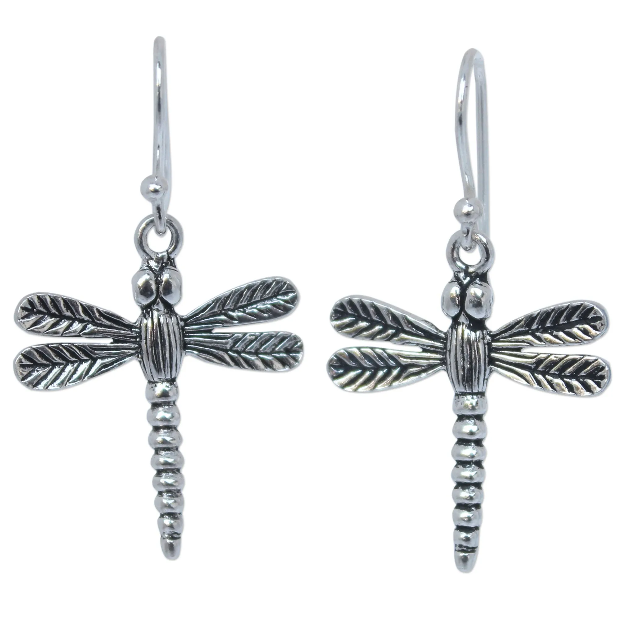 Handmade Sterling Silver Dangle Earrings - Mekong Dragonflies | NOVICA