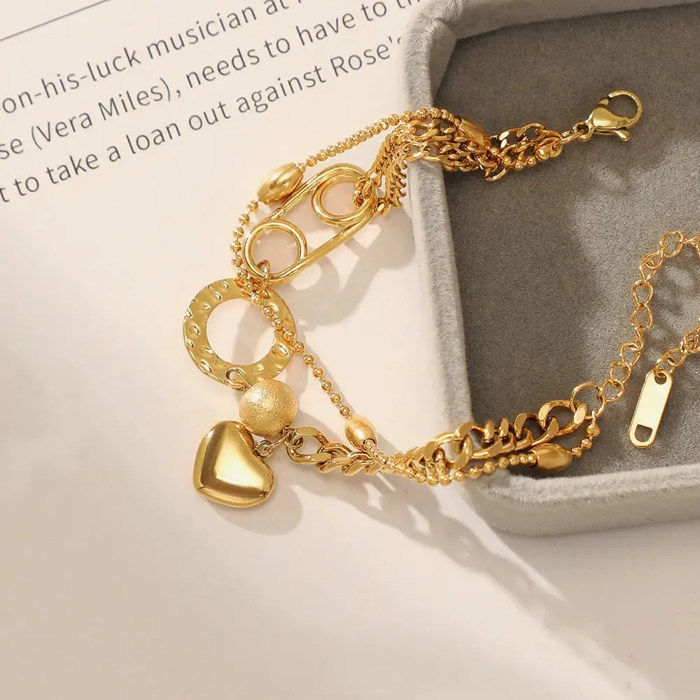 Heart Layered Gold Bracelets
