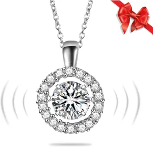 Heart Moissanite Necklace, D Color VVS1 Lab Grown Diamond Necklace for Women Sterling Silver Halo Pendant for Wife, I Love You Necklace as Anniversary Wedding Birthday Mothers Day Jewelry