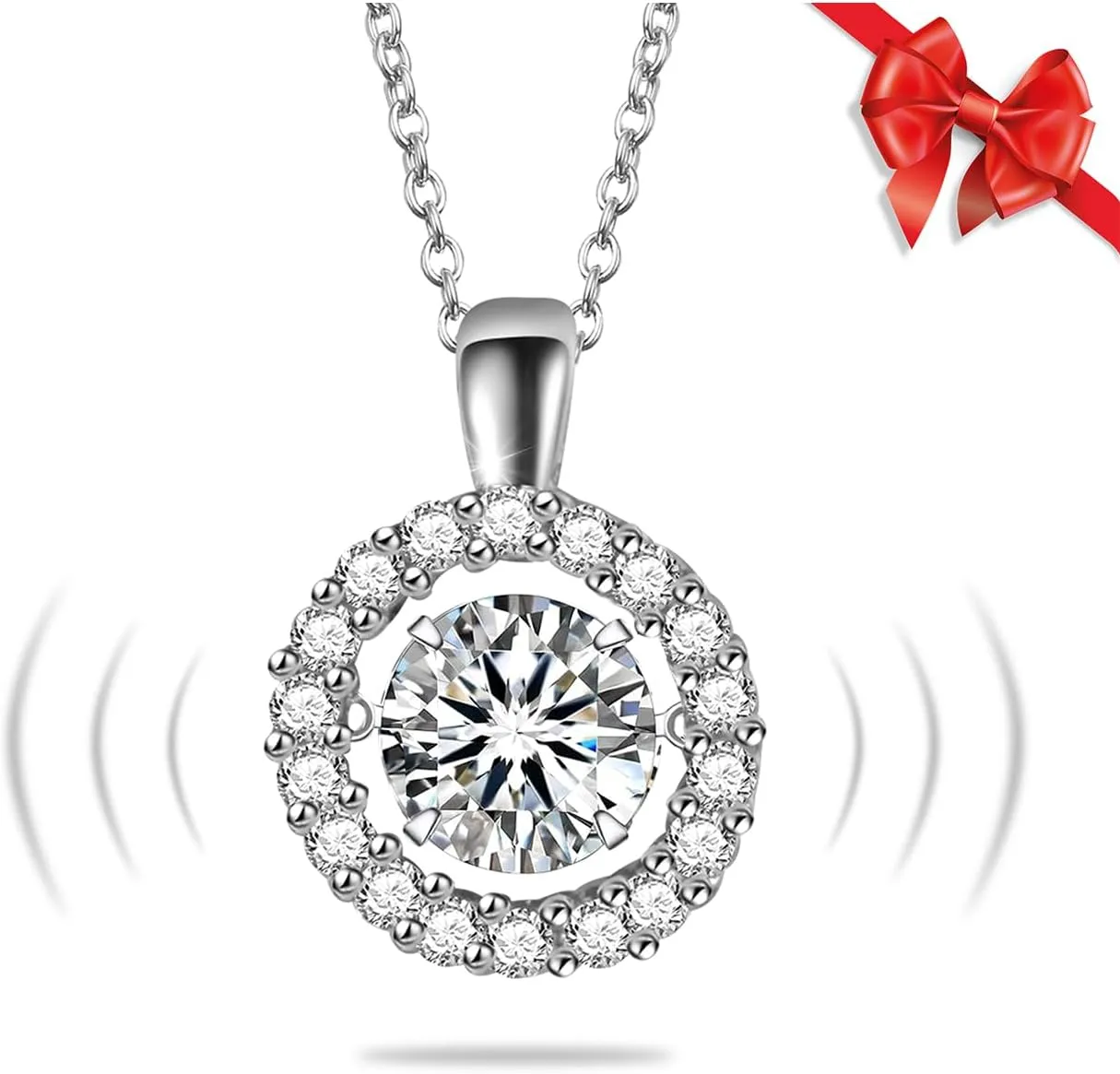 Heart Moissanite Necklace, D Color VVS1 Lab Grown Diamond Necklace for Women Sterling Silver Halo Pendant for Wife, I Love You Necklace as Anniversary Wedding Birthday Mothers Day Jewelry