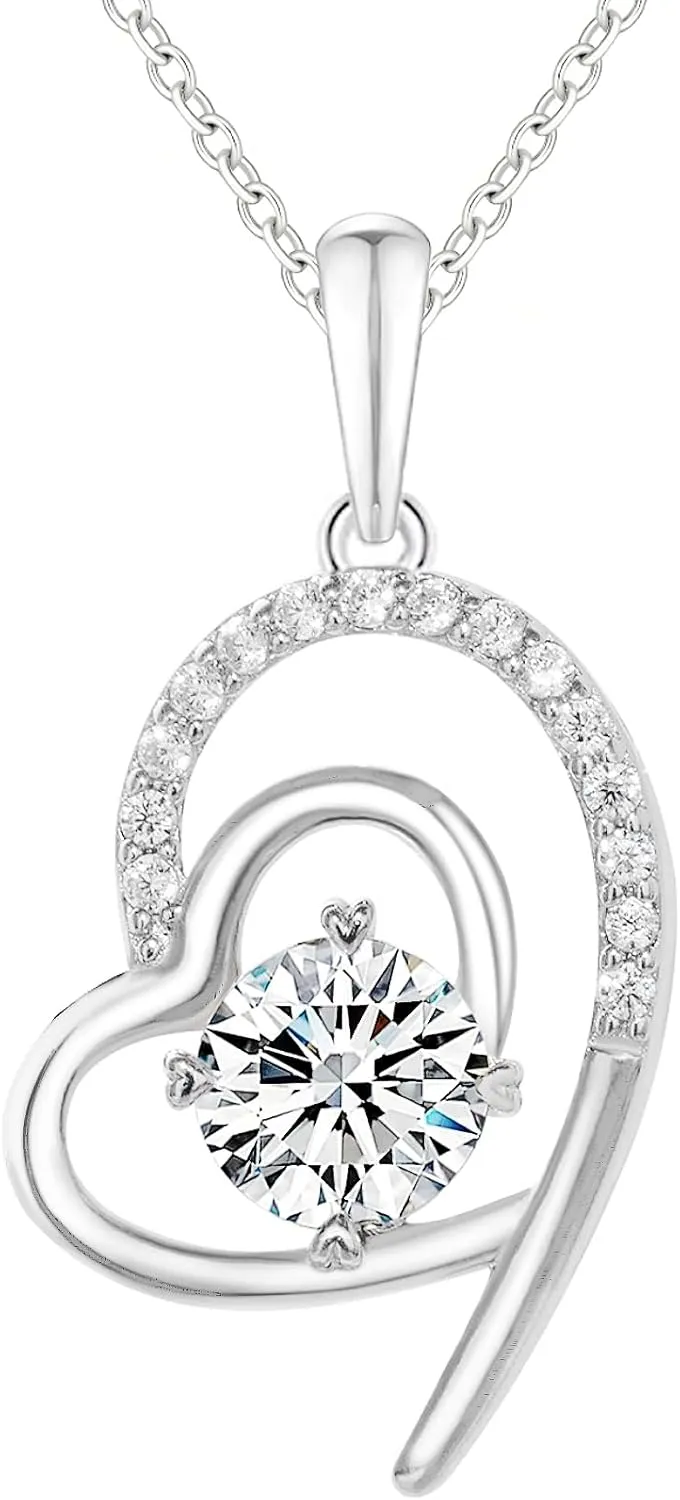 Heart Necklace Infinity Necklace Dainty 925 Sterling Silver Necklace Sparkling Cubic Zirconia Necklace Pendant Valentines Day Birthday Gift for Wife