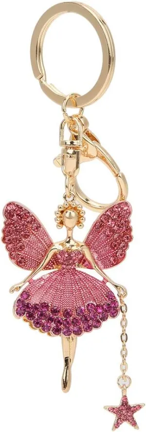 HEEPDD Elegant Metal Ring Dancing Girl Shaped, Sparkling Keychain Crystals Key Ring Unique Handbag Purse Mobile Phone Decoration Gadgets Accessory