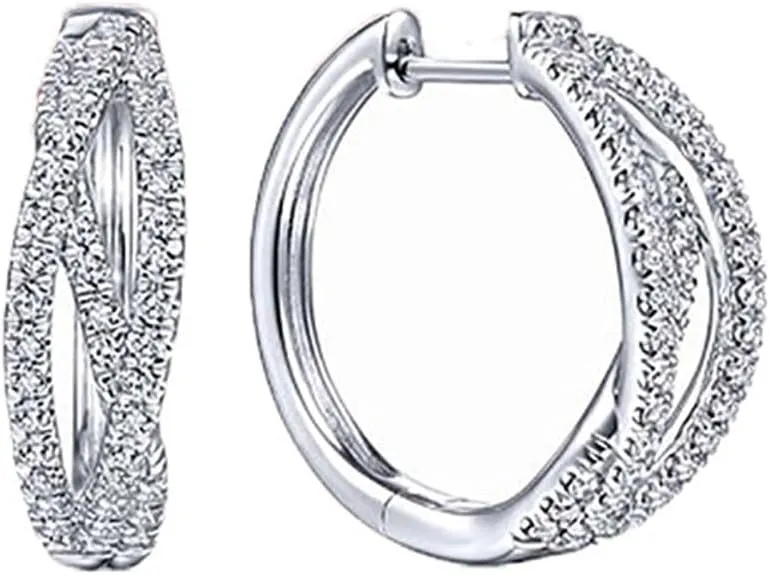 High-Carbon Diamond Double Hoop Earrings, Lab Diamond Split Hoop Earrings, 925 Sterling Silver Hypoallergenic Earrings For Women Gifts For Her