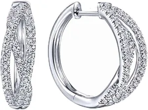 High-Carbon Diamond Double Hoop Earrings, Lab Diamond Split Hoop Earrings, 925 Sterling Silver Hypoallergenic Earrings For Women Gifts For Her