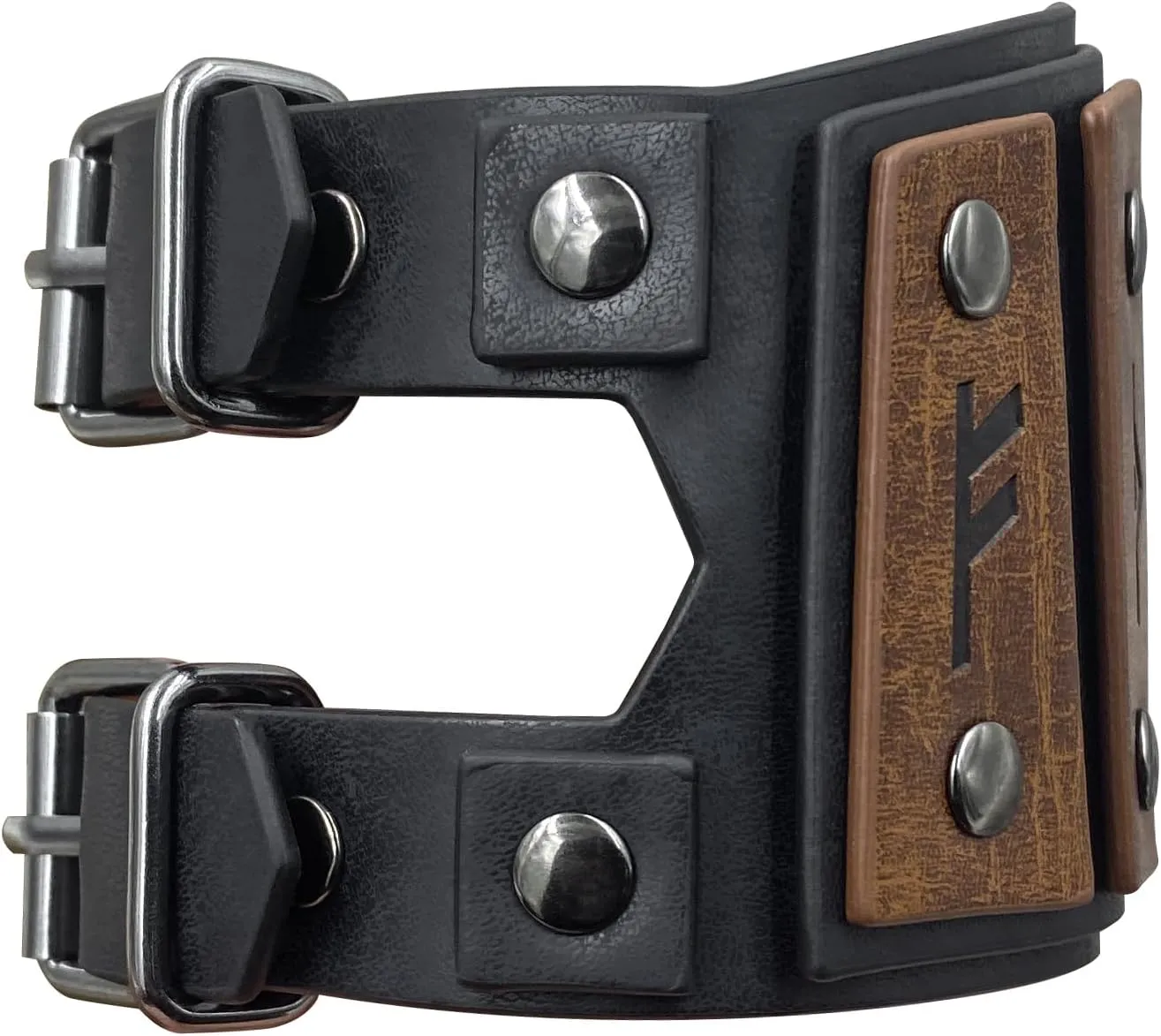 HiiFeuer Viking Runes Faux Leather Cuff Bracelet, Norse Retro Wristband, Nordic Buckle Fastening Cuff Bangle Bracelet