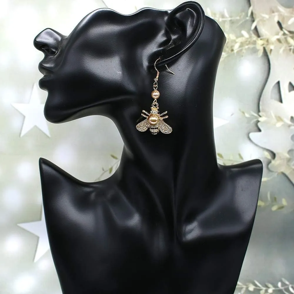 Honey Bee Brooches Crystal Insect Themed Bee Brooch Animal Fashion Shell Pearl Brooch Pin Gold Tone