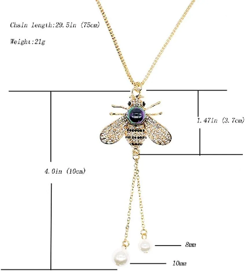 Honey Bee Brooches Crystal Insect Themed Bee Brooch Animal Fashion Shell Pearl Brooch Pin Gold Tone