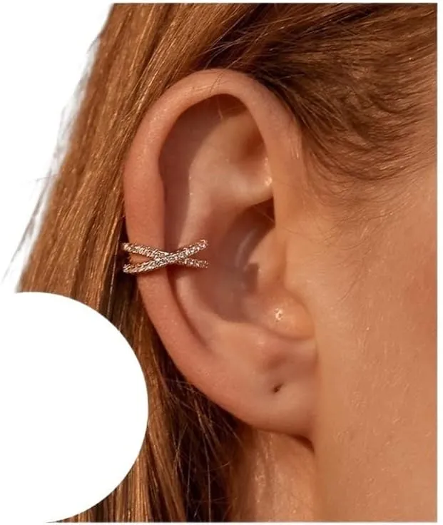 Hoops Metal Ear Cuff Ear Clip for Women No Pierced Earcuff Ear Wrap Clips Jewelry Hoop Earrings (Metal Color : QW-EH-242)