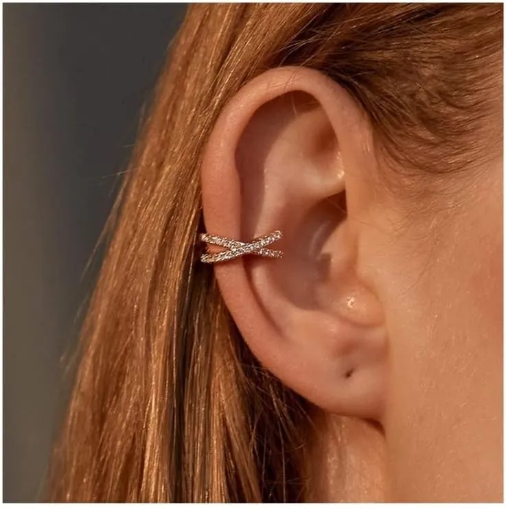 Hoops Metal Ear Cuff Ear Clip for Women No Pierced Earcuff Ear Wrap Clips Jewelry Hoop Earrings (Metal Color : QW-EH-242)