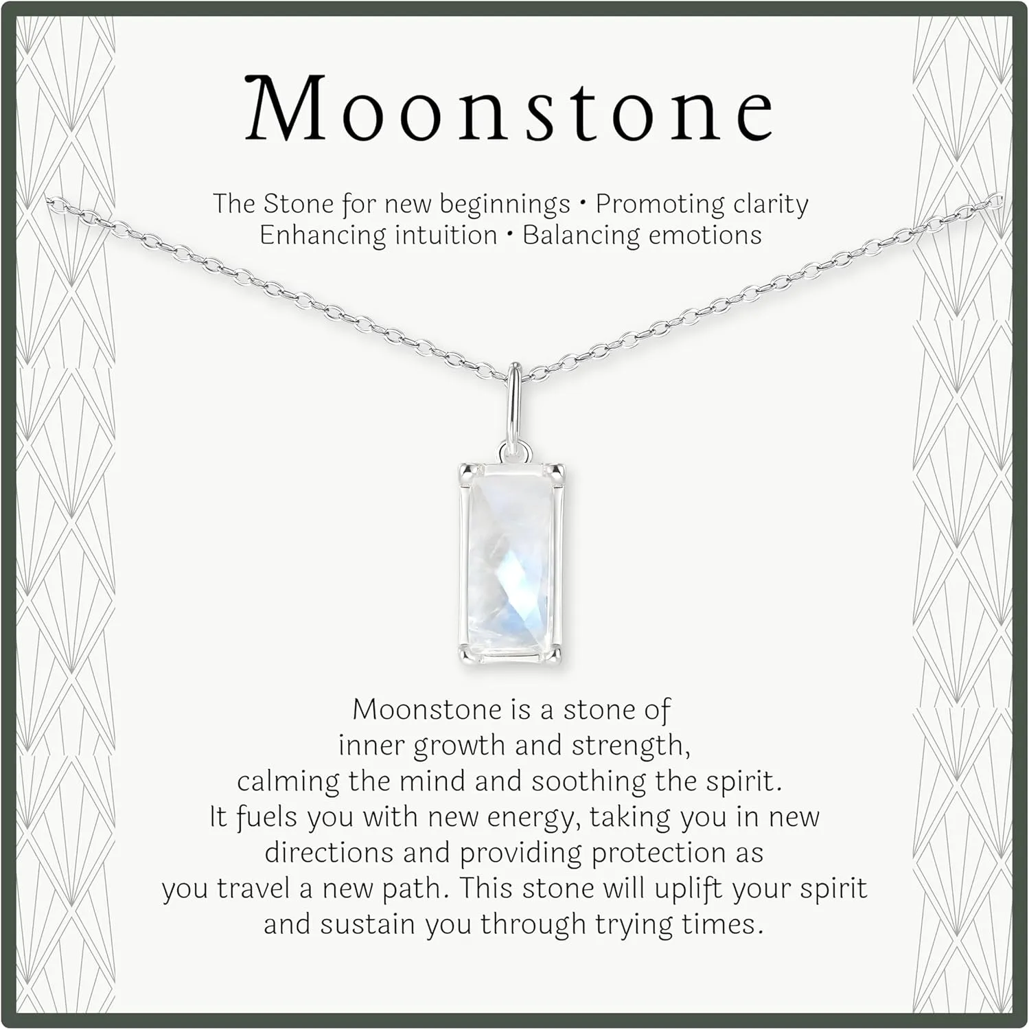 HOPE LOVE SHINE New Beginnings Rainbow Moonstone Sterling Silver Necklace for Women
