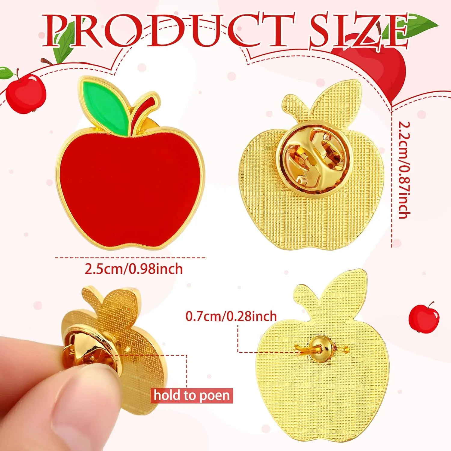 Hoteam Teacher Appreciation Gift in Bulk Teacher Apple Pins Enamel Lapel Pin Brooches for Staff Teachers Graduation Gifts