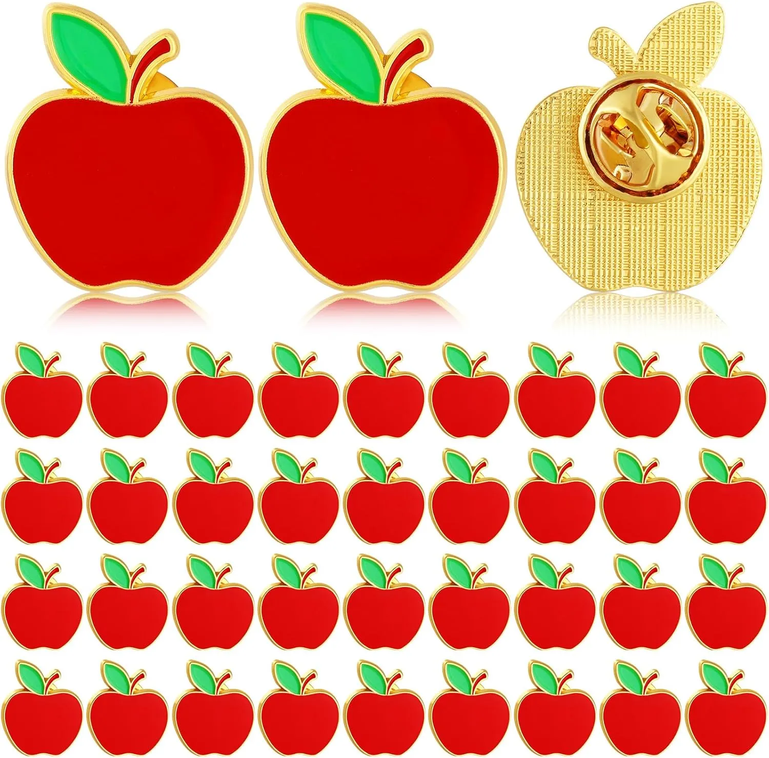Hoteam Teacher Appreciation Gift in Bulk Teacher Apple Pins Enamel Lapel Pin Brooches for Staff Teachers Graduation Gifts