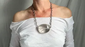 Huge Natural Quartz & Silver Pendant Necklace. Atelier Aadya. Medicine Necklace. 0877