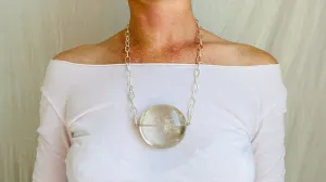 Huge Natural Quartz & Silver Pendant Necklace. Atelier Aadya. Medicine Necklace.