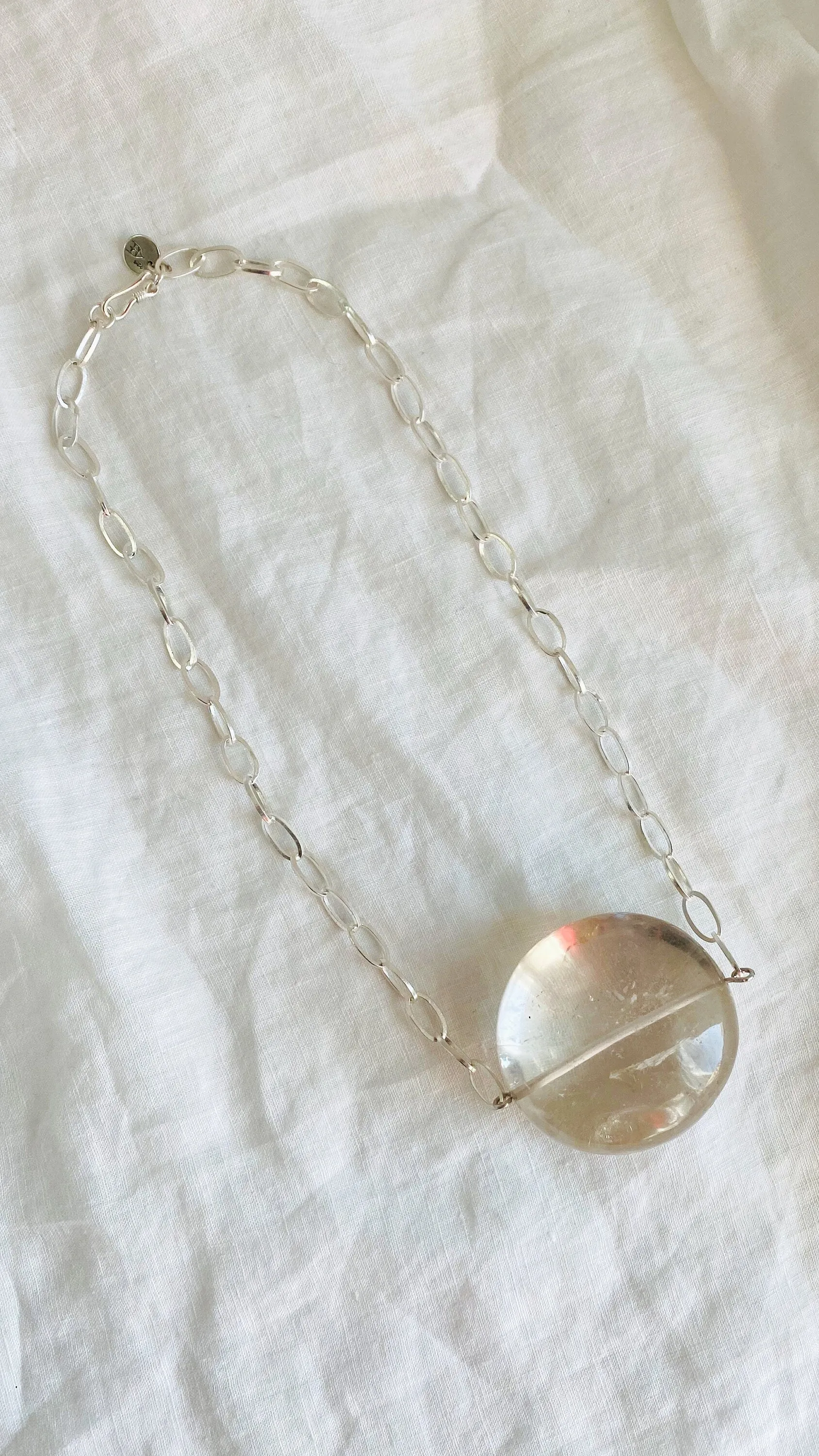 Huge Natural Quartz & Silver Pendant Necklace. Atelier Aadya. Medicine Necklace.