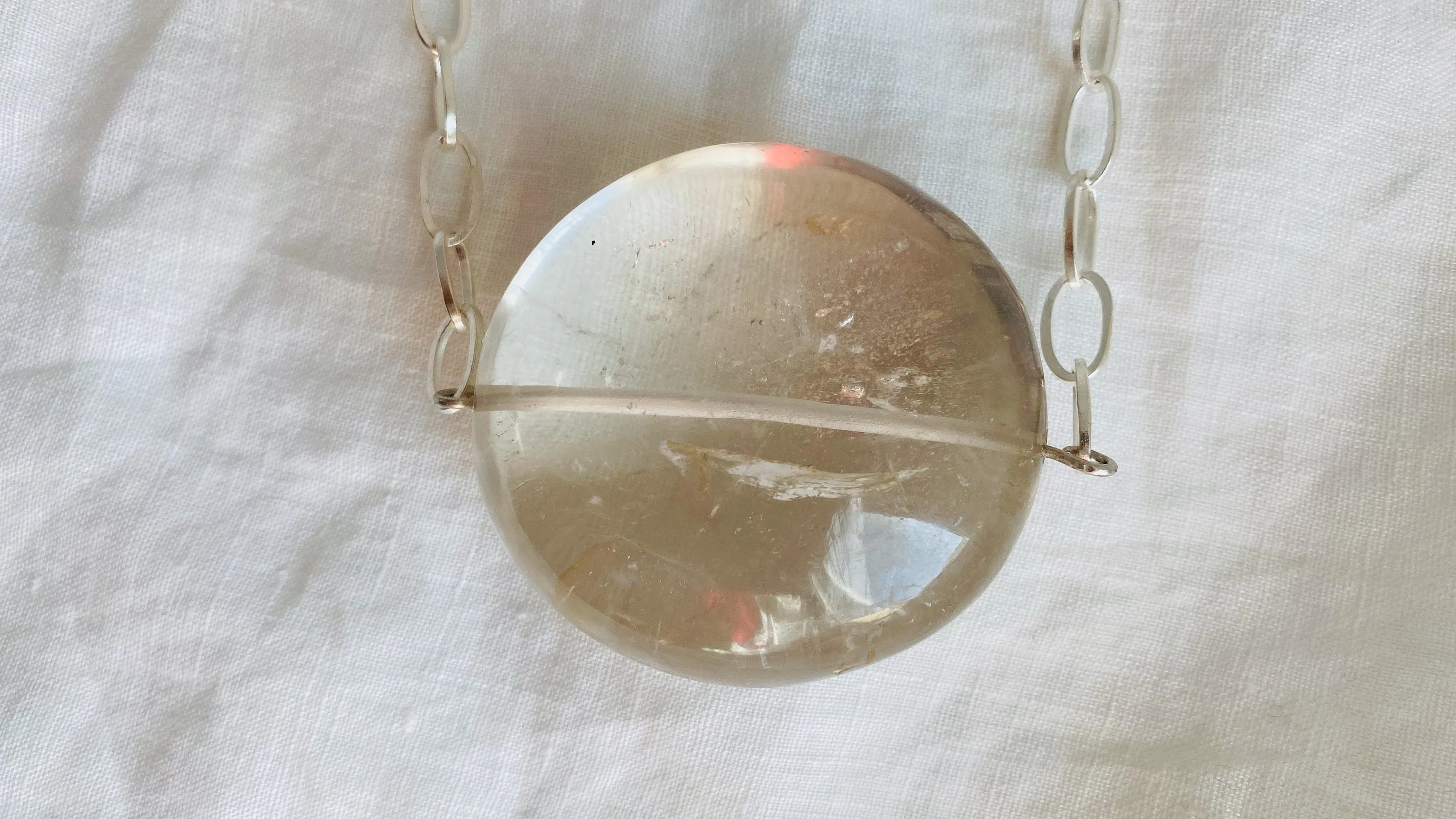 Huge Natural Quartz & Silver Pendant Necklace. Atelier Aadya. Medicine Necklace.
