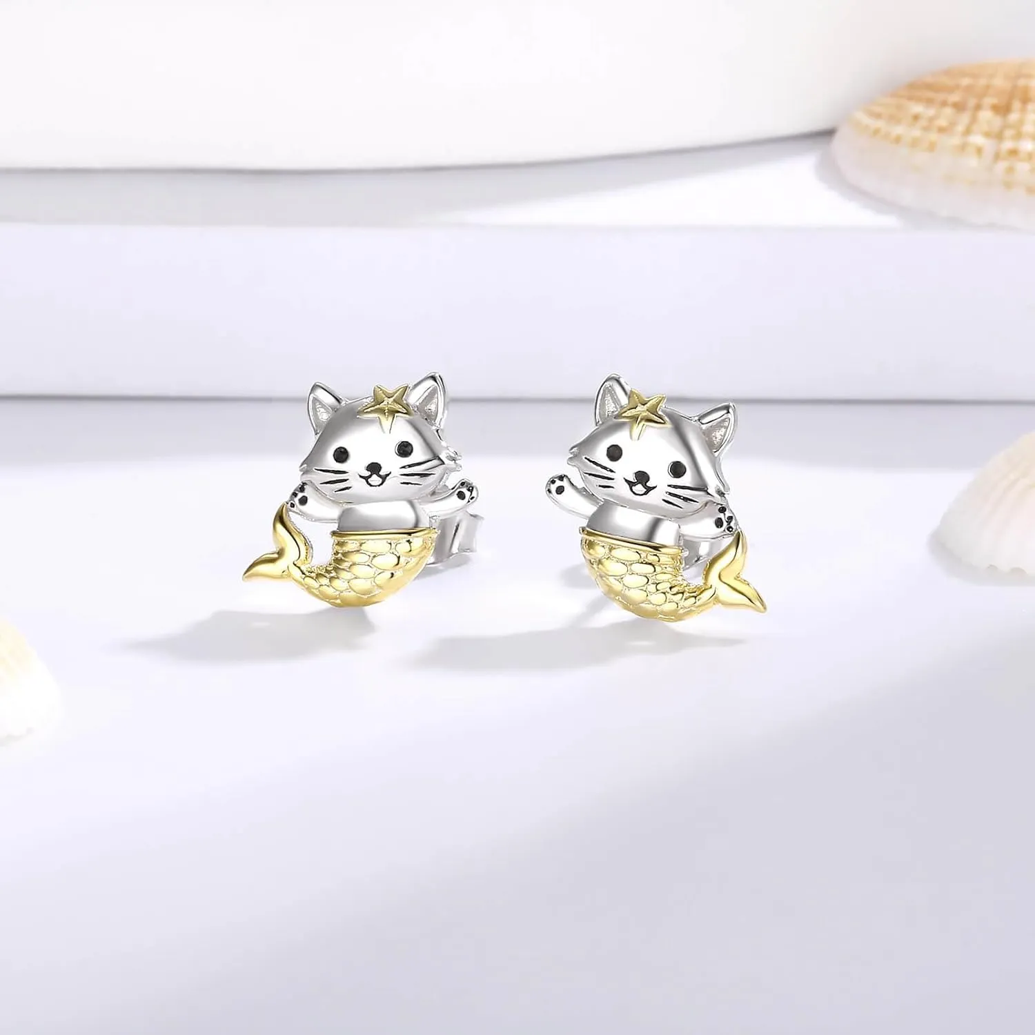 Hypoallergenic 925 Sterling Silver Animals Stud Earrings-Dinosaur Lion Squirrel Giraffe Unicorn Otter Cat Pig Panda Axolotl Bunny Penguin Earrings for Young Ones