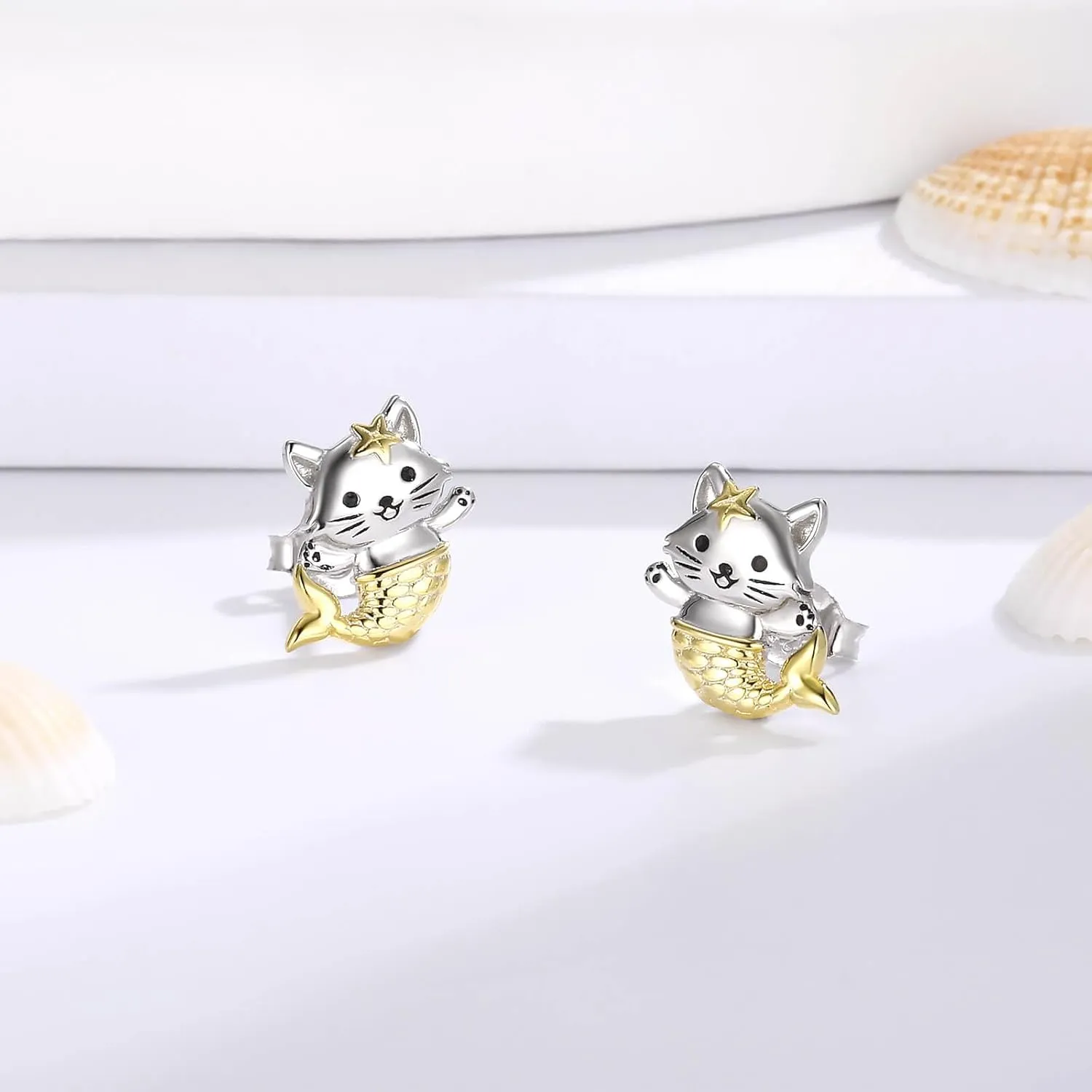 Hypoallergenic 925 Sterling Silver Animals Stud Earrings-Dinosaur Lion Squirrel Giraffe Unicorn Otter Cat Pig Panda Axolotl Bunny Penguin Earrings for Young Ones