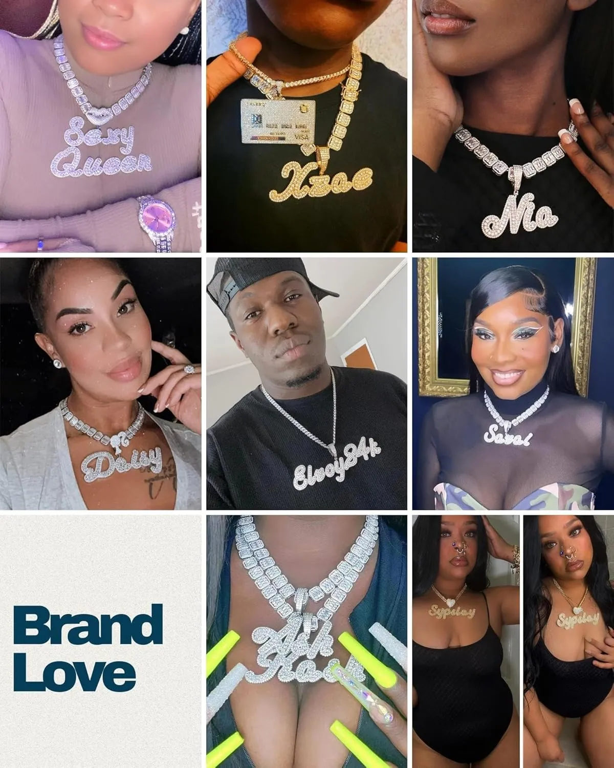 Iced Out Custom Name Necklace Personalized with Cuban Link Chain for Men and Women, Hip Hop 14k Real Gold Plated Initial Letter Pendant Necklaces, Handmade Customized Nameplate Jewelry for Rappers