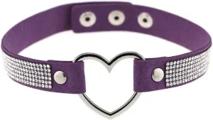 IDB Superior Sparkling Girls Love Heart Velveteen Choker - Max Length 15.3" with with 3 Set Sizes - Multiple Colors to choose from