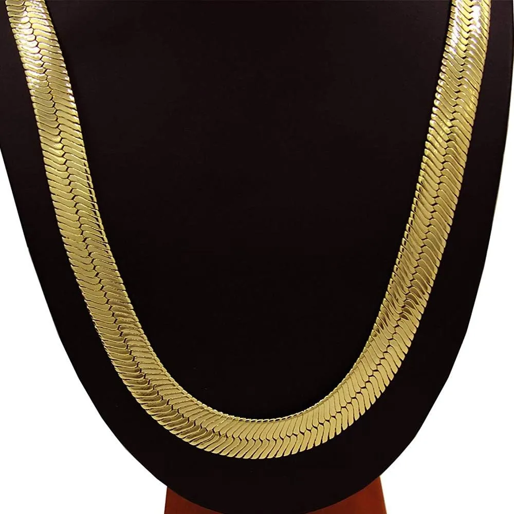 IFIX Big Heavy Faux Gold Herringbone Chain Necklace for Men Women 11mm Thick, 90s Hip Hop Jewlery Chain Sparkling 18K Costume Gold Chain