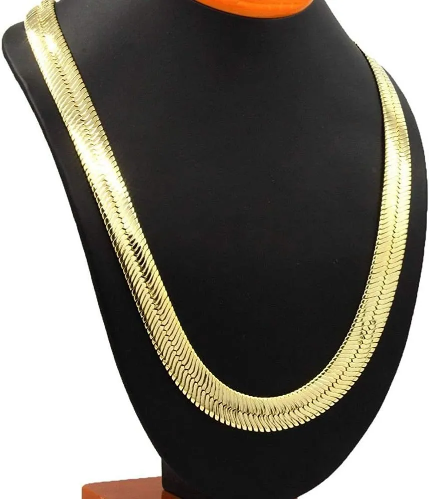 IFIX Big Heavy Faux Gold Herringbone Chain Necklace for Men Women 11mm Thick, 90s Hip Hop Jewlery Chain Sparkling 18K Costume Gold Chain