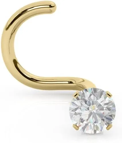 IGI Certified 14K Gold Diamond Nose Stud for Women Men | 18G & 20G Gold Nose Ring | 1.5mm Nose Stud to 3 mm Twist Back Nose Rings | Nose Piercing Studs | Body Piercing Jewelry in Diamond I-J Color & I2-I3 Clarity