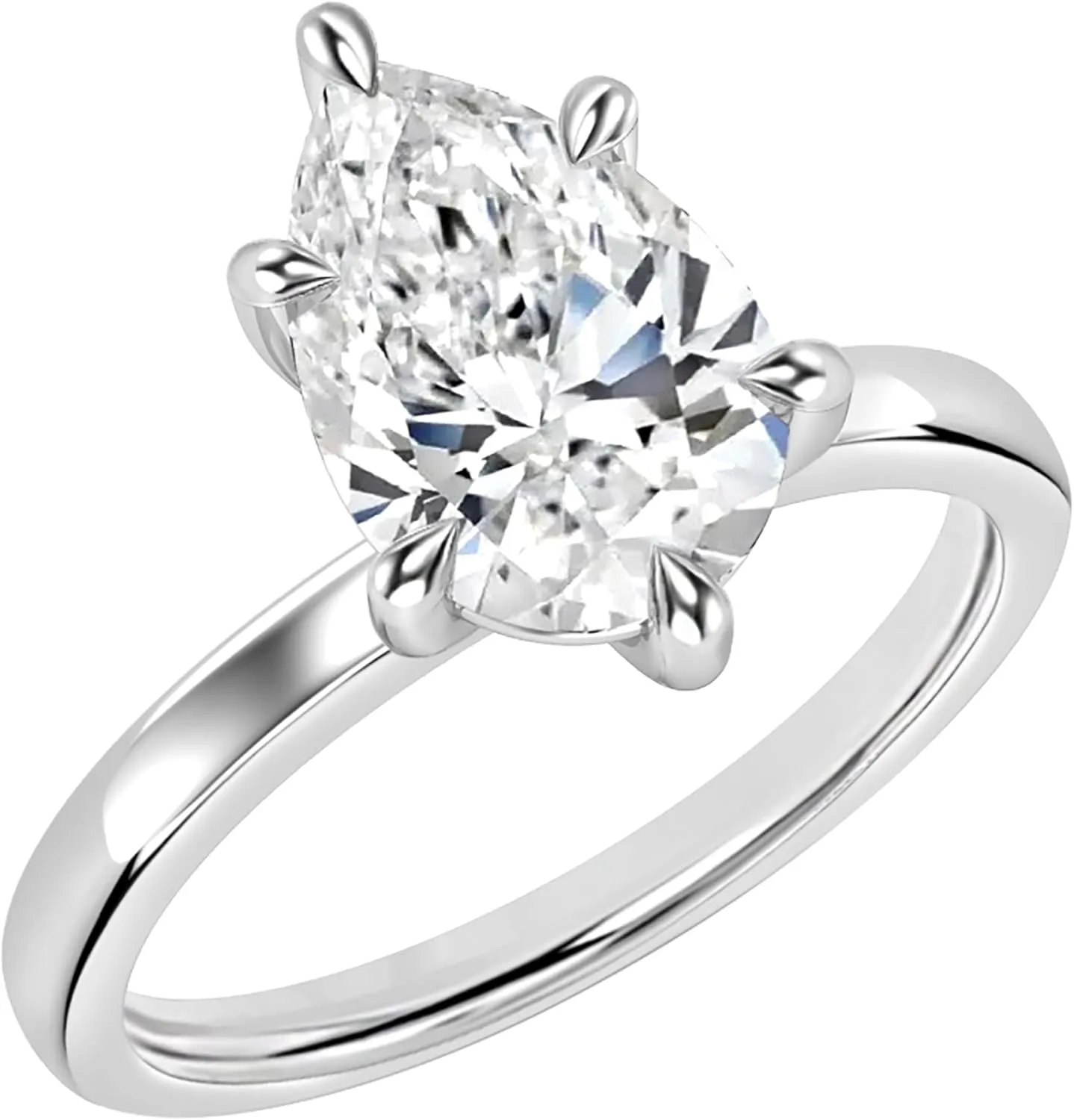 IGI Certified 2.00 Carat Pear Shape Lab Grown White Diamond Sparkling Solitaire Engagement Ring for Women in 14K Solid Gold