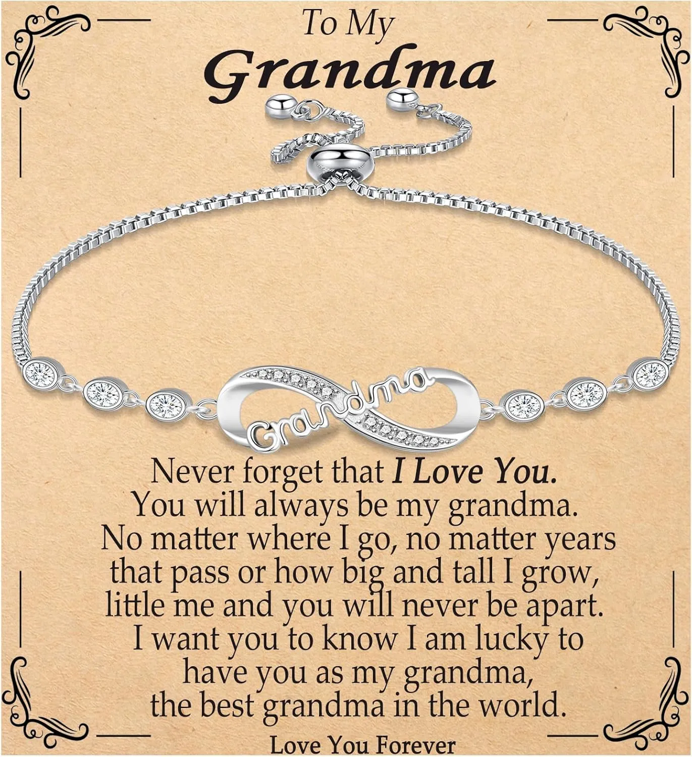 Infinity Bracelets for Women Gifts for Daughter, Mom, Grandma, Sister Adujustable Link Braceles Gifts for Birthday, Christamas, Mothers Day