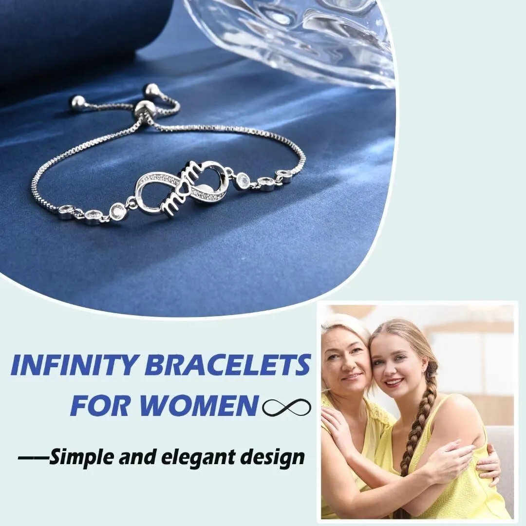 Infinity Bracelets for Women Gifts for Daughter, Mom, Grandma, Sister Adujustable Link Braceles Gifts for Birthday, Christamas, Mothers Day