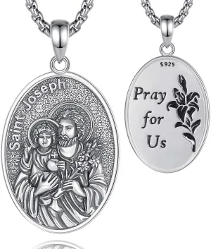 INFUSEU Catholic Gifts Unique Virgin Mary St Joseph and Jesus Pendant Necklace for Women Men, 20 2 Inch Chain