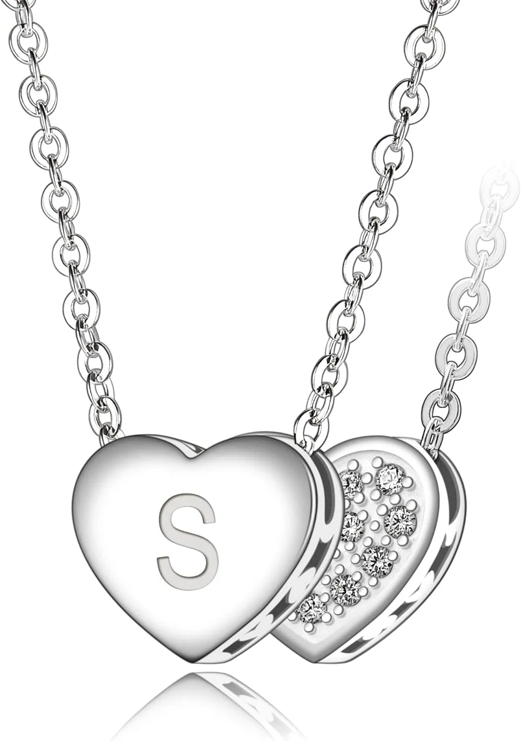 Initial Necklaces For Women Heart Necklace Sterling Silver 26 Letter Necklace For Women Jewelry A-Z Initial Letter Pendant Necklace