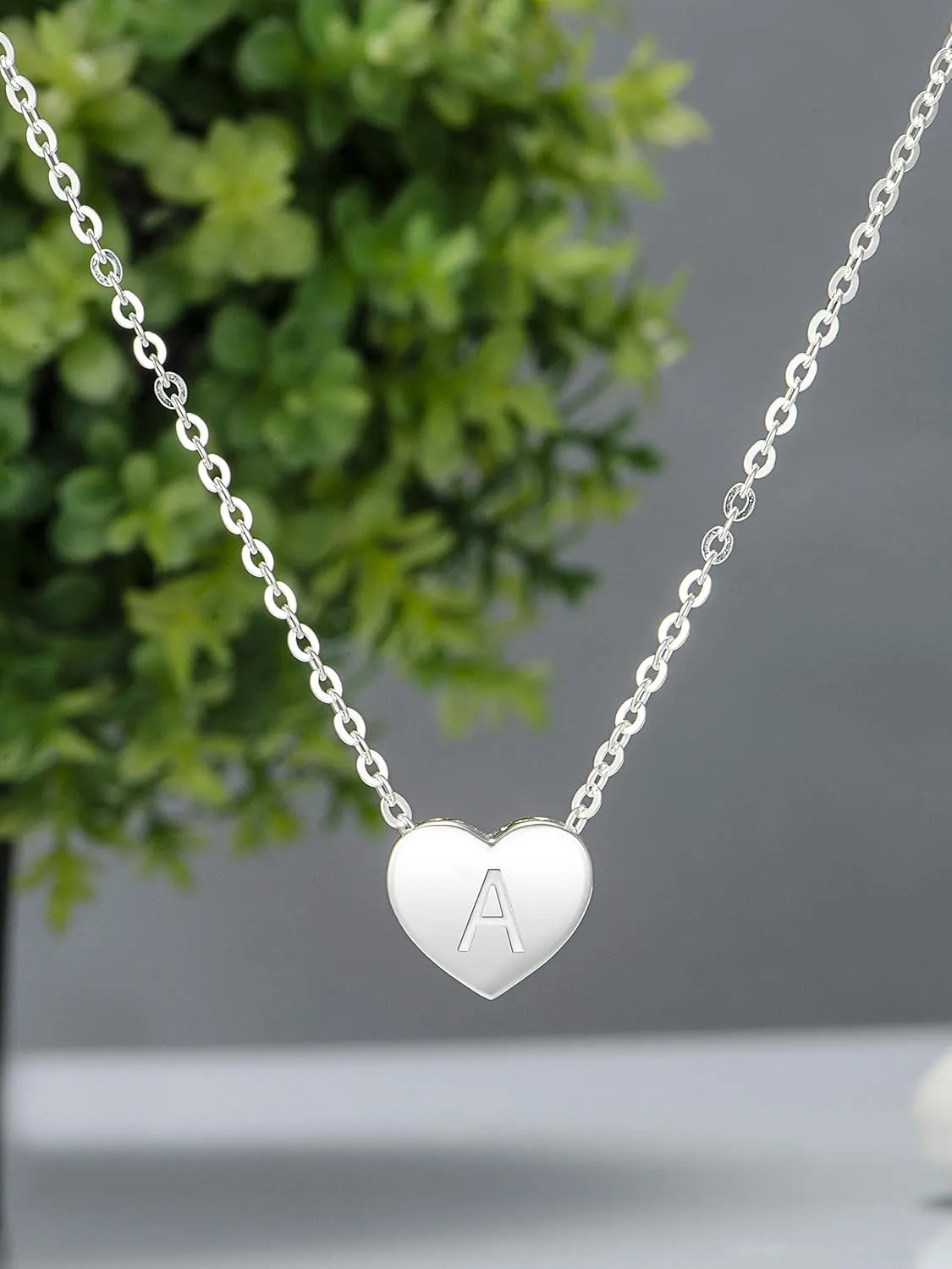 Initial Necklaces For Women Heart Necklace Sterling Silver 26 Letter Necklace For Women Jewelry A-Z Initial Letter Pendant Necklace