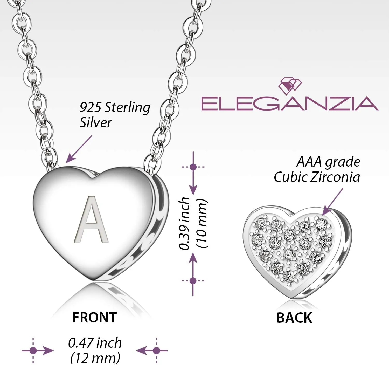 Initial Necklaces For Women Heart Necklace Sterling Silver 26 Letter Necklace For Women Jewelry A-Z Initial Letter Pendant Necklace
