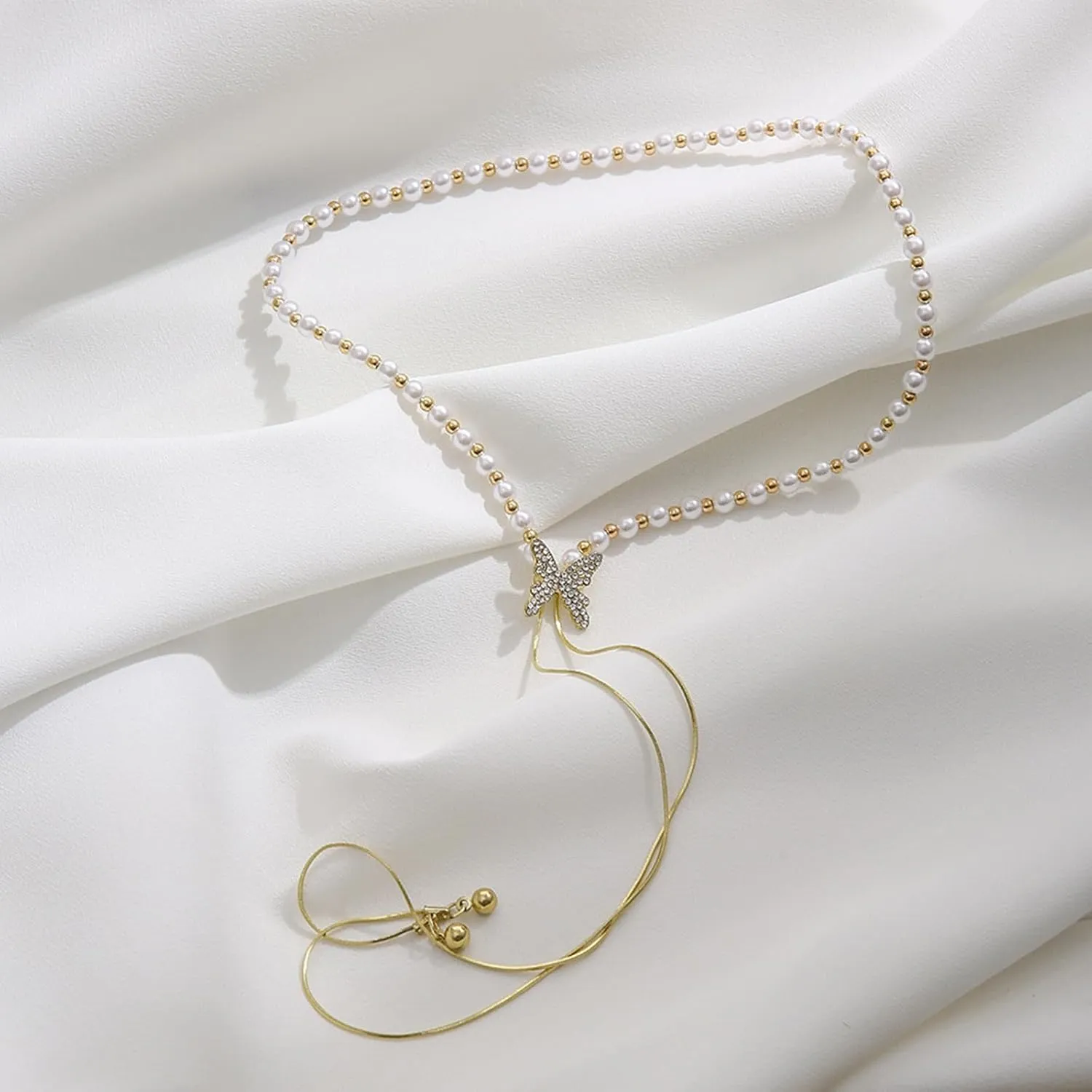 Irregular Y2k Long Y-shaped Necklace with Zircon Inlaid Sparkling Brick Tassel Pendant Double-Layer Chain High-end Fashion Accessory Women's