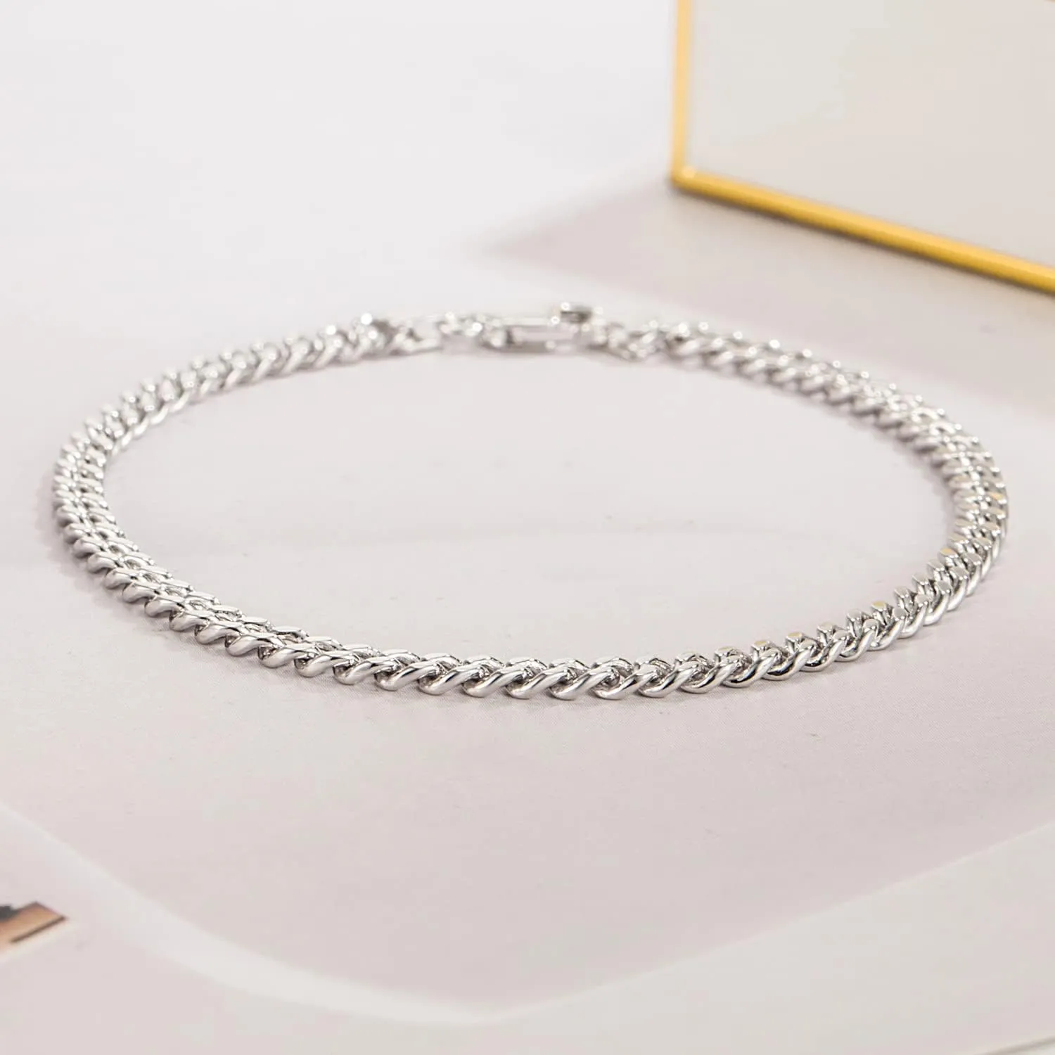 Italian Sterling Silver Cuban Link Chain Bracelet Men 3MM 4MM 5MM 6.3 "6.7" 7 "7.5" 8 "8.5" 9 "Solid 925 Silver Bangle For Woman Cuff Jewelry Gift