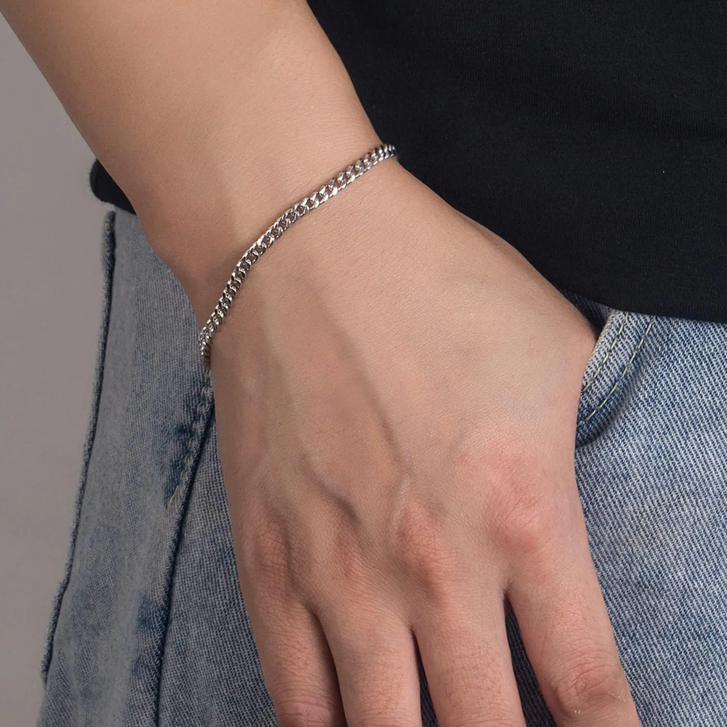 Italian Sterling Silver Cuban Link Chain Bracelet Men 3MM 4MM 5MM 6.3 "6.7" 7 "7.5" 8 "8.5" 9 "Solid 925 Silver Bangle For Woman Cuff Jewelry Gift