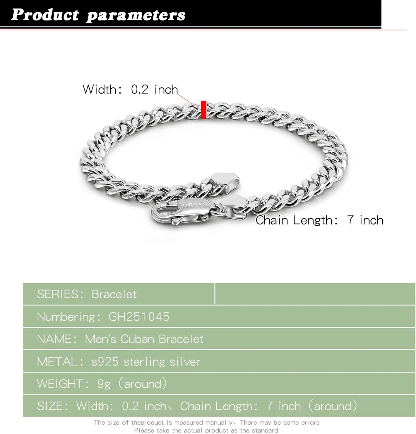 Italian Sterling Silver Cuban Link Chain Bracelet Men 3MM 4MM 5MM 6.3 "6.7" 7 "7.5" 8 "8.5" 9 "Solid 925 Silver Bangle For Woman Cuff Jewelry Gift