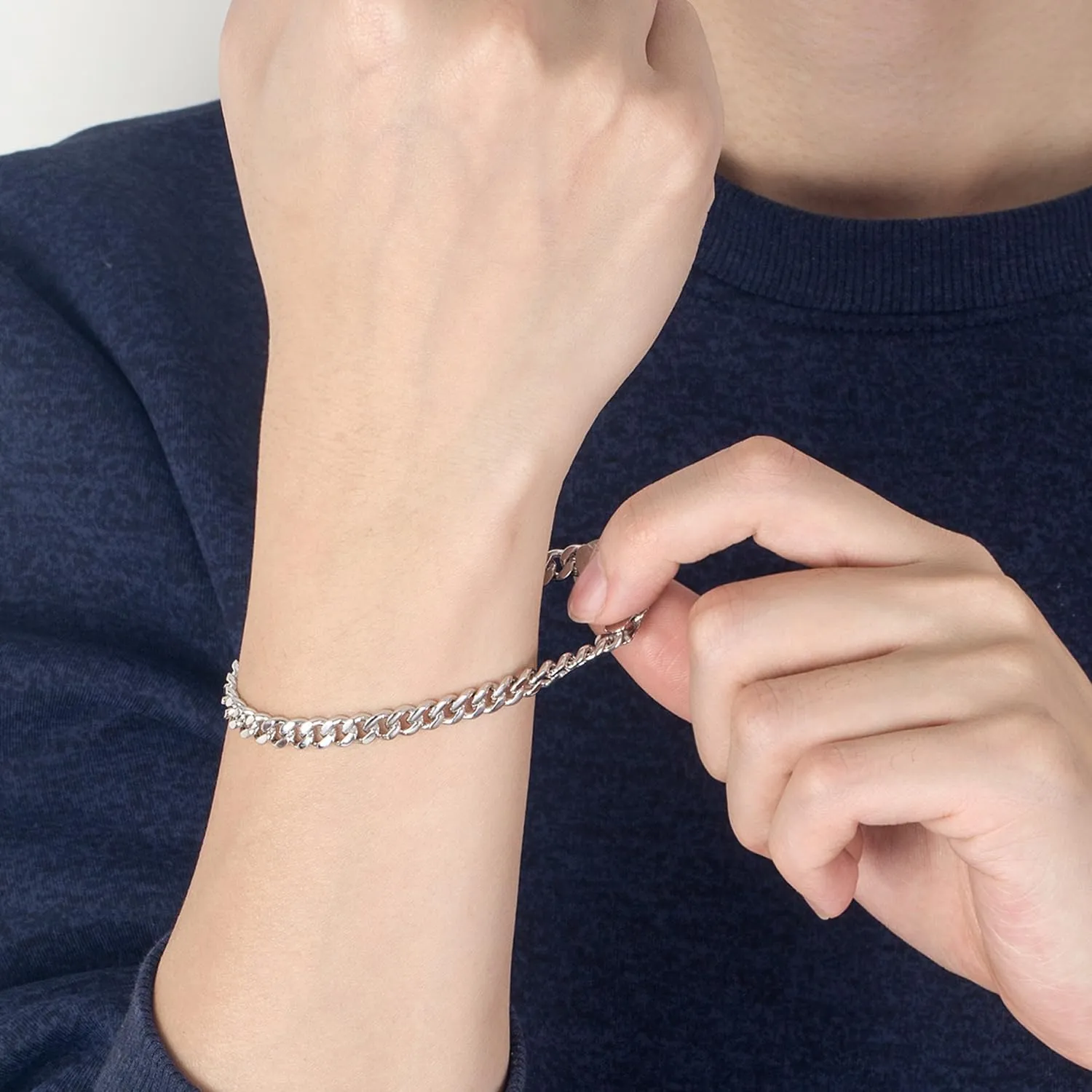 Italian Sterling Silver Cuban Link Chain Bracelet Men 3MM 4MM 5MM 6.3 "6.7" 7 "7.5" 8 "8.5" 9 "Solid 925 Silver Bangle For Woman Cuff Jewelry Gift