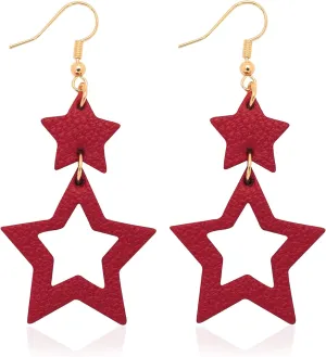 Jagucho Leather Earrings Dangle for Women, Lightweight Hoop Earrings Drop for Teen Girls, Gifts for Women