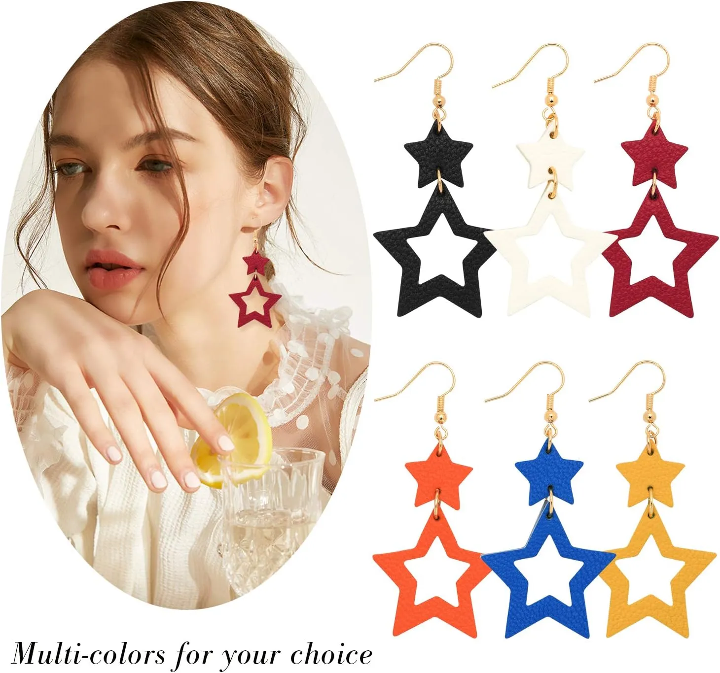 Jagucho Leather Earrings Dangle for Women, Lightweight Hoop Earrings Drop for Teen Girls, Gifts for Women