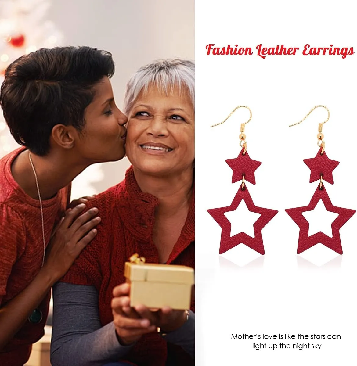 Jagucho Leather Earrings Dangle for Women, Lightweight Hoop Earrings Drop for Teen Girls, Gifts for Women