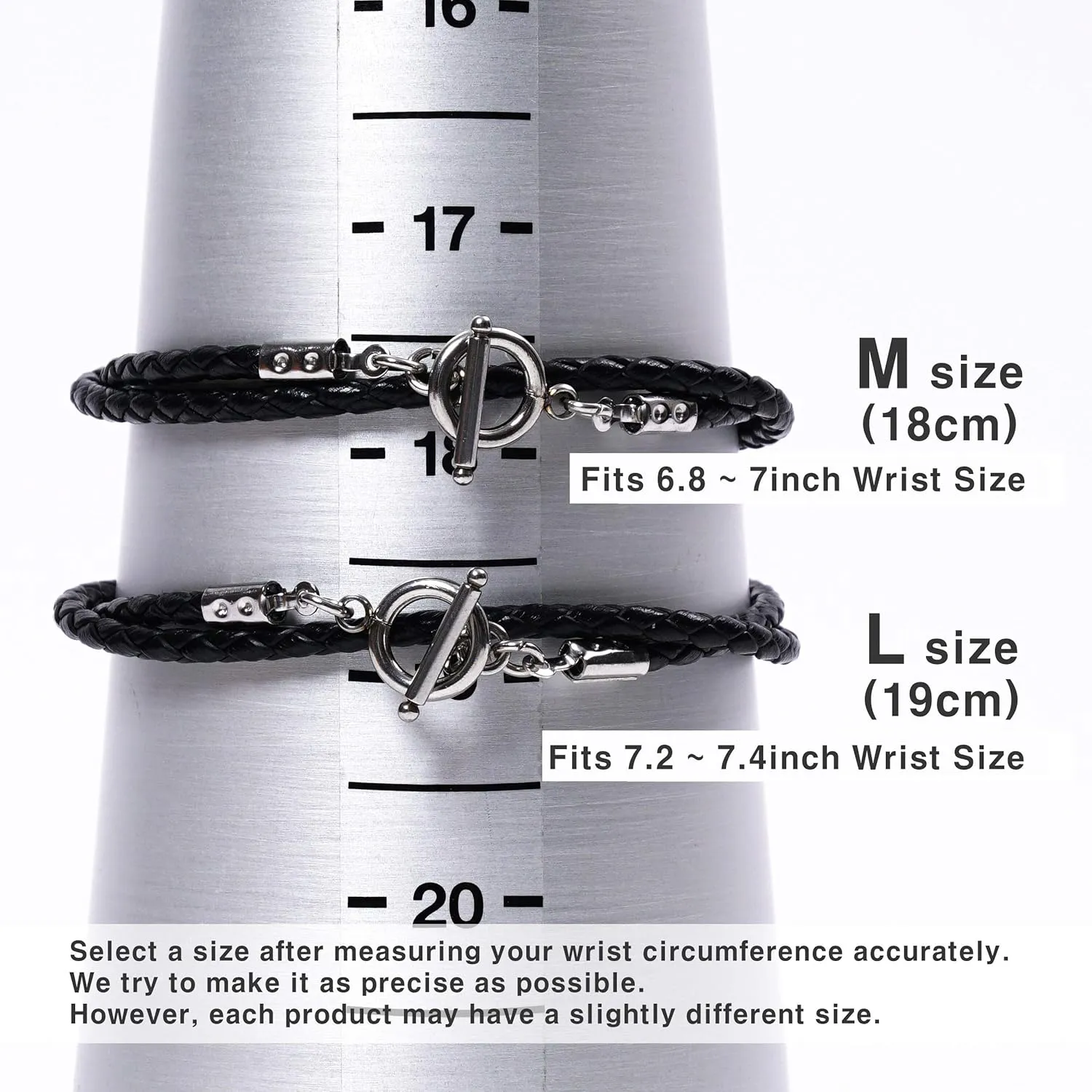 JBANS Handmade Genuine Leather Wrap Bracelet for Mens - Stainless Steel Hook Mens Leather Bracelets, Men's Jewelry, M/L 2 Size - FITS 6.5"- 7.3" Wrist Size